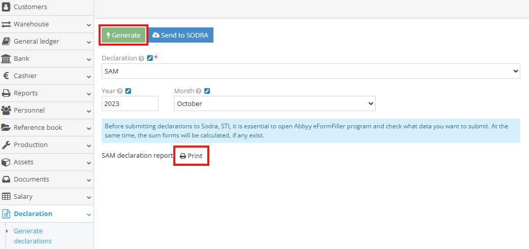 Preview of SAM monthly report data